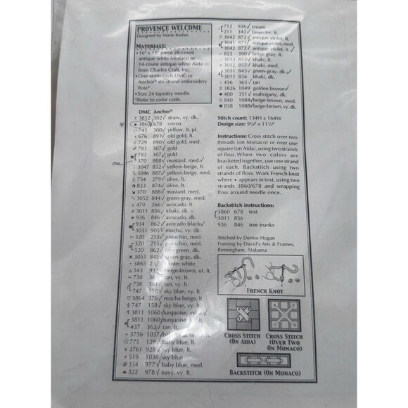 Marie's Garden "Provençe Welcome" counted cross stitch pattern W/ Floss MG03 - Picture 3 of 6